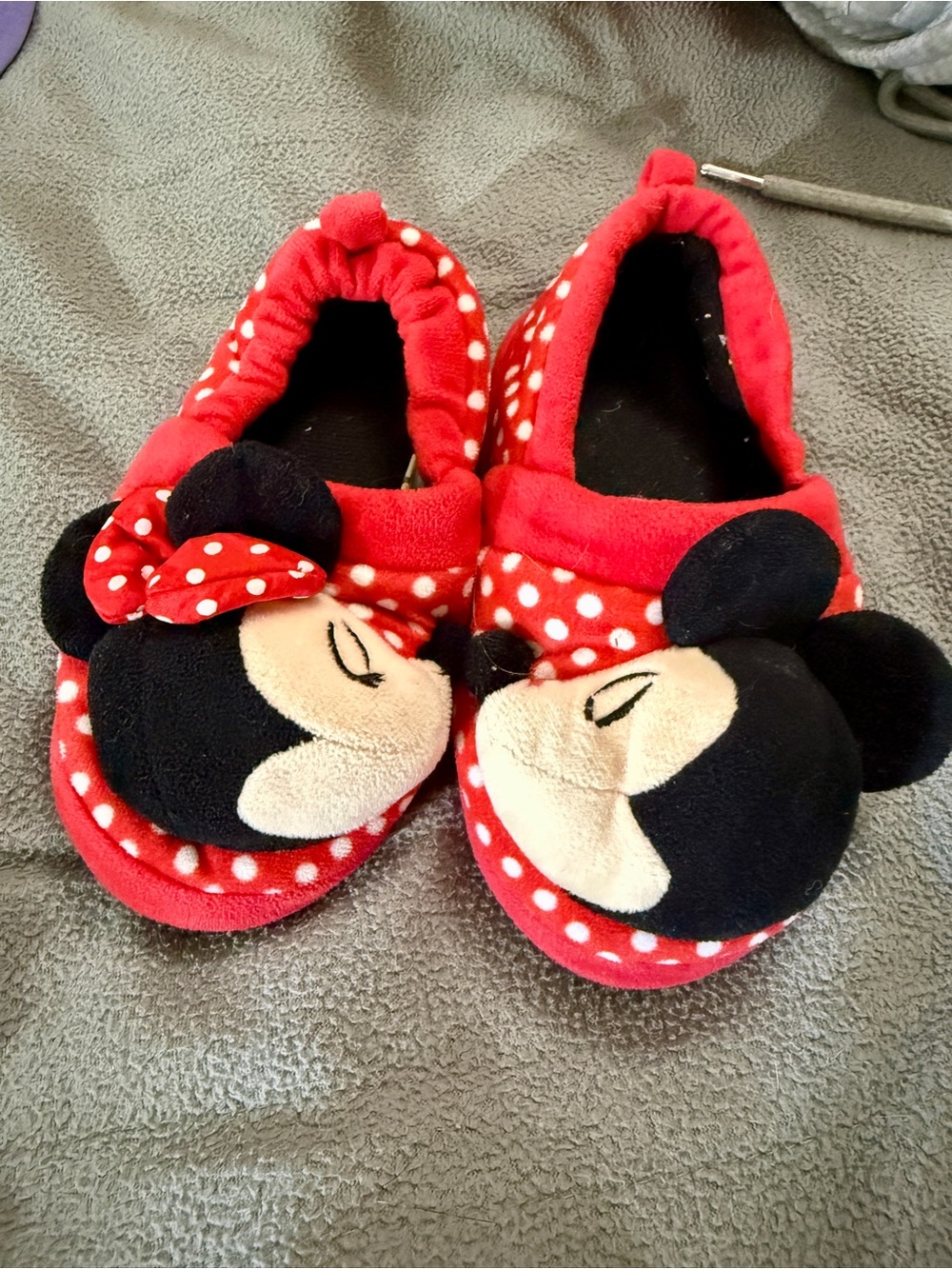 Disney Red Minnie and Mickey Slippers